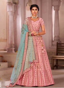 Pink Color Raw Silk Chaniya Choli