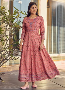 Pink Color Rayon Anarkali Gown