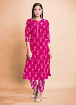 Pink Color Rayon Kurti Pant