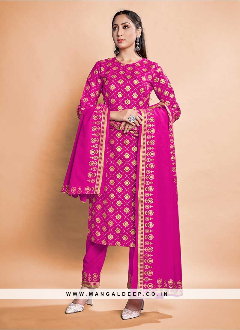 Pink Color Rayon Readymade Suit