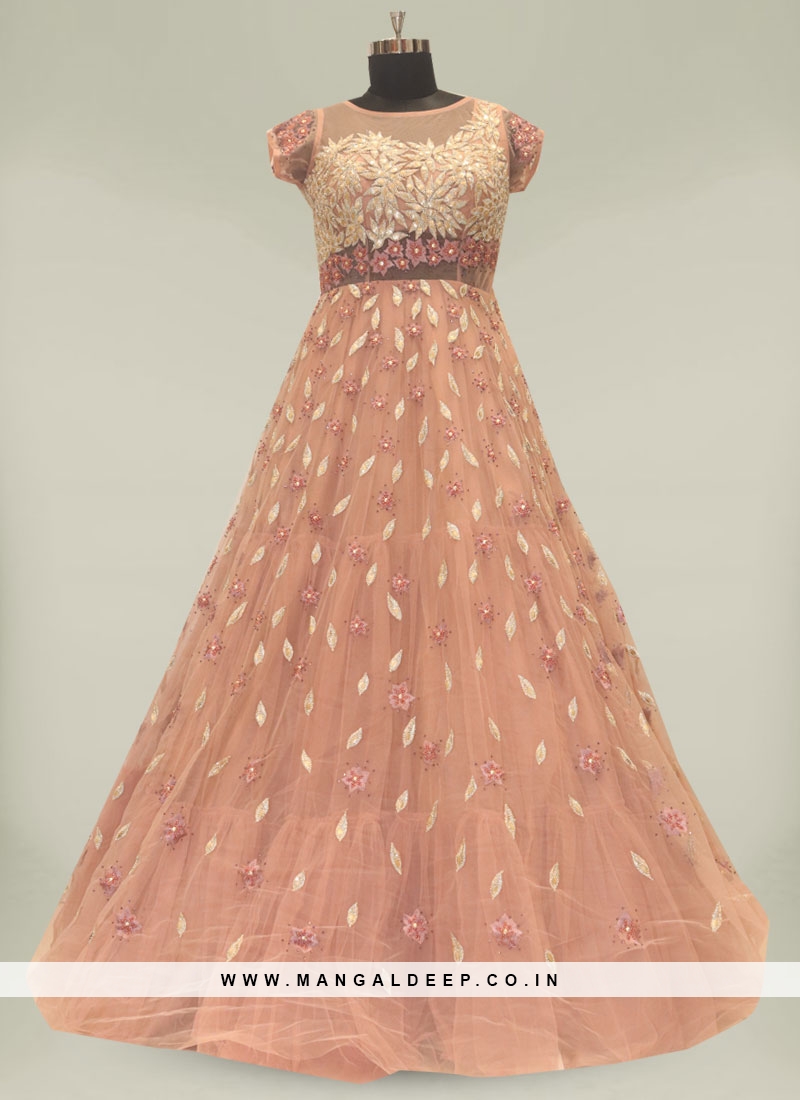 Pink Color Resham Work Party Wear Gown