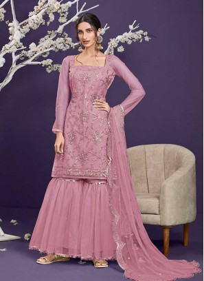 Pink Color Sharara Suit For Ladies