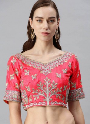 Pink Color Silk Embroidered Heavy Work Blouse