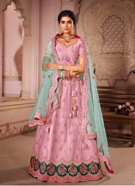 Pink Color Silk Embroidered Lehenga