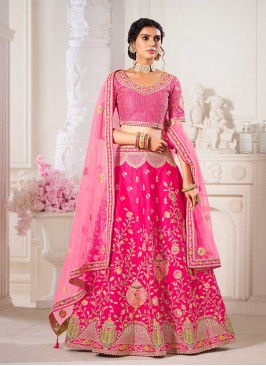 Pink Color Silk Khatli Work Lehenga