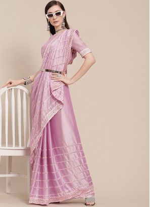 Pink Color Silk Saree With Designer Blouse