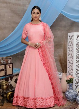 PINK COLOR SILK STONE WORK GOWN