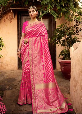 Pink Color Silk Weaving Fancy Saree