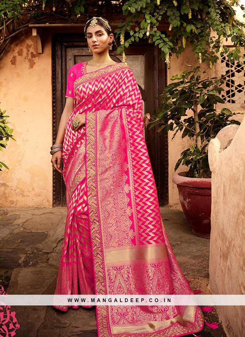 Pink Color Silk Weaving Fancy Saree