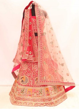 Pink Color Silk Wedding Lehenga Choli