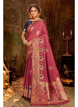 Pink Color Silk Wedding Sarees