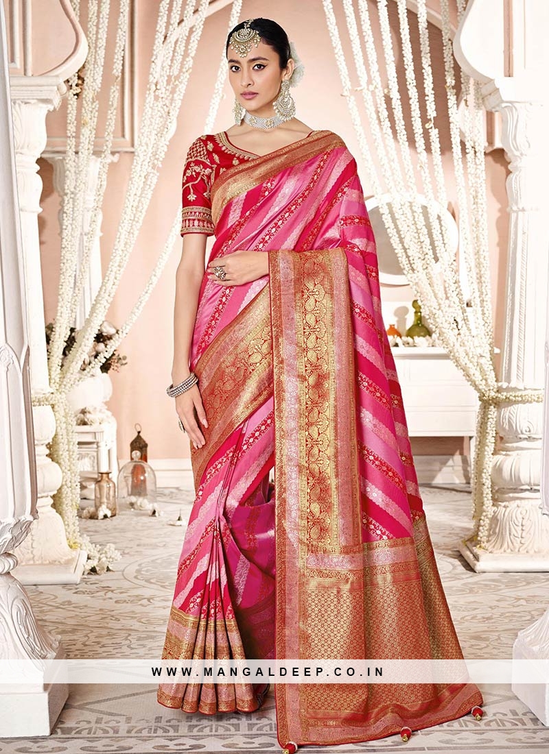 Pink Color Silk Weoven Dazzling Saree