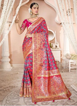 Pink Color Silk Weoven Saree