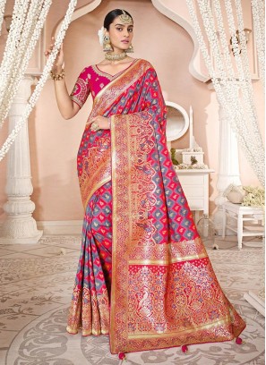 Pink Color Silk Weoven Saree