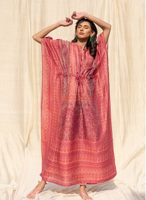 Pink Color Soft Silk Fancy Kaftan