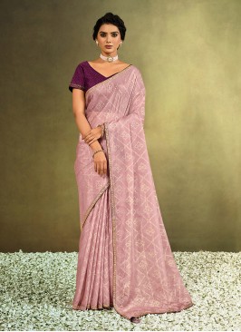 Pink Color Tissue Printed Saree