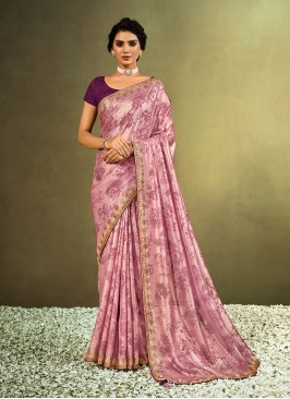 Pink Color Tissue Printed Saree