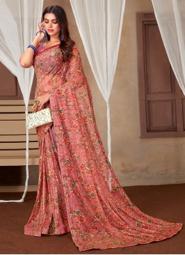 Pink Color Trendy Saree