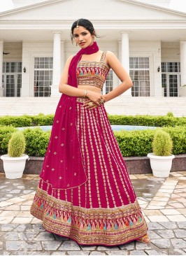 Pink Colour Faux Georgette Lehenga Choli