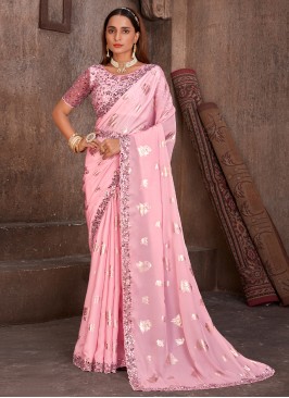 Pink Cord Foil Classic Saree