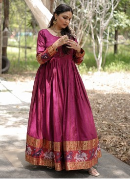 Pink Cotton Ceremonial Trendy Gown