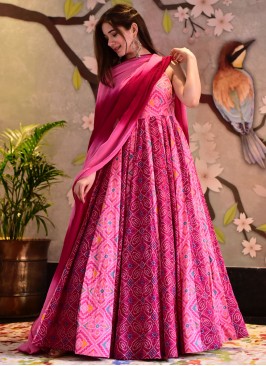 Pink Cotton Silk Festival Designer Gown