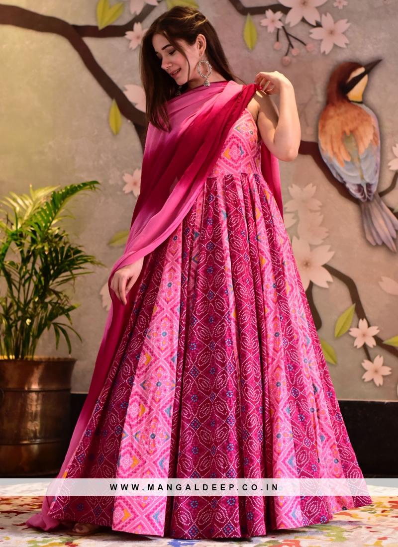 Pink Cotton Silk Festival Designer Gown