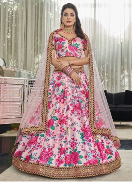 Pink Digital Print Mehndi A Line Lehenga Choli