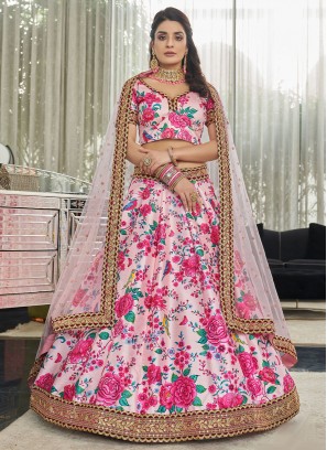 Pink Digital Print Mehndi A Line Lehenga Choli