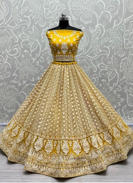 Yellow Elegance Latest Designer Party Wear Heavy S