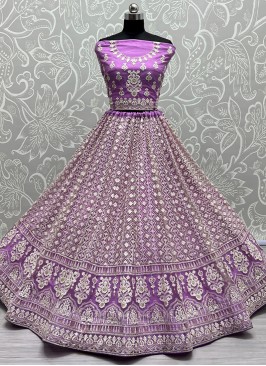 Purple Elegance Latest Designer Party Wear Heavy Soft Net Lehenga Choli.