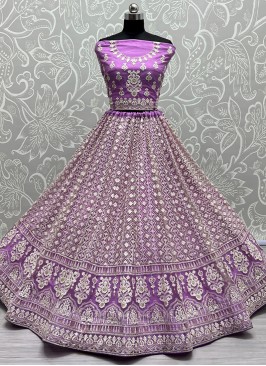 Purple Elegance Latest Designer Party Wear Heavy Soft Net Lehenga Choli.