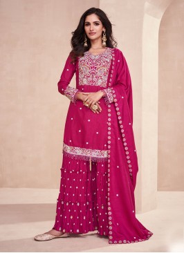 Pink Embroidered Ceremonial Readymade Designer Suit