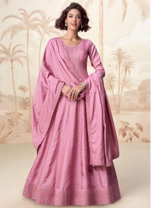 Pink Embroidered Festival Trendy Gown