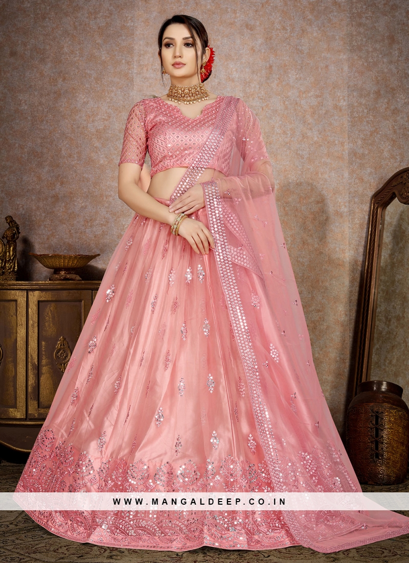 Buy Baby Pink Ball Gown In Net With Cord And Thread Embroidered Abstract  Pattern On The Bodice Online - Kalki Fashion