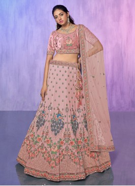 Pink Embroidered Sangeet Lehenga Choli