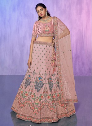 Pink Embroidered Sangeet Lehenga Choli