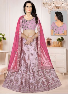 Pink Embroidered Trendy Lehenga Choli