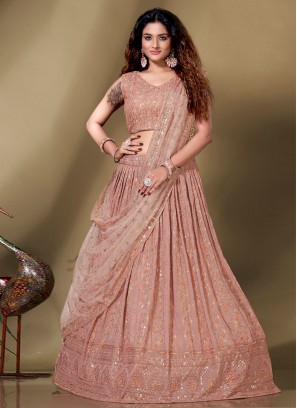 Pink Engagement A Line Lehenga Choli