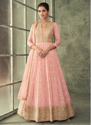 Pink Engagement Viscose Floor Length Gown