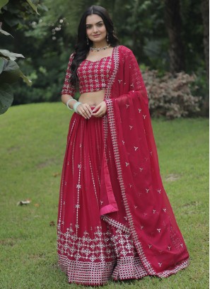 Pink Faux Georgette Sangeet Lehenga Choli