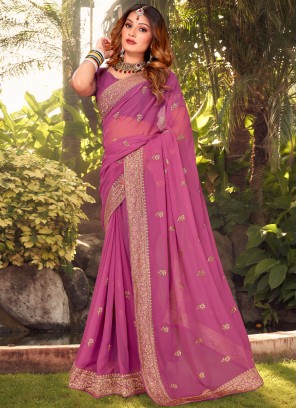 Pink Festival Contemporary Style Saree