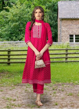 Pink Festival Rayon Designer Kurti