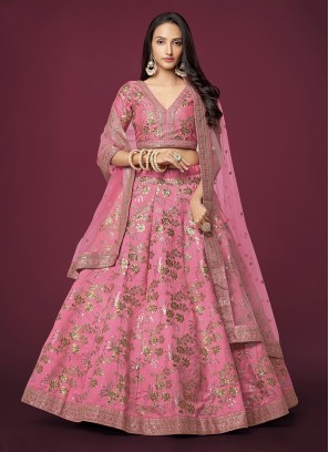 Pink Festival Silk Designer Lehenga Choli