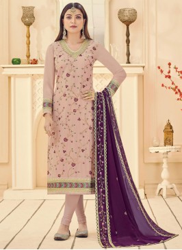 Pink Georgette Embroidered Salwar Kameez