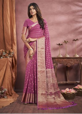 Pink Georgette Festival Contemporary Saree