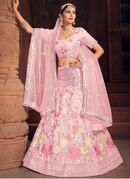 Pink Georgette Sequins Trendy Lehenga Choli