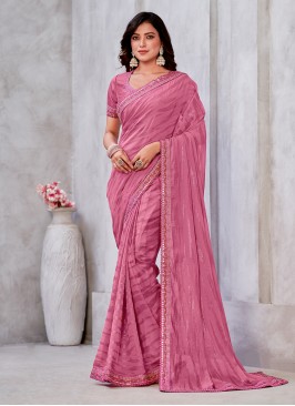 Pink Georgette Weaving Designer Saree