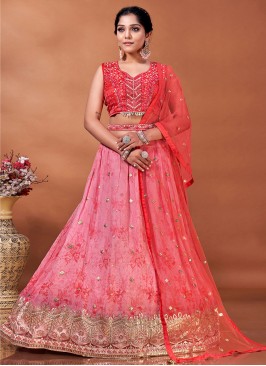 Pink Georgette Wedding Readymade Lehenga Choli