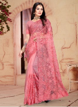 Pink Handwork Party Designer Saree